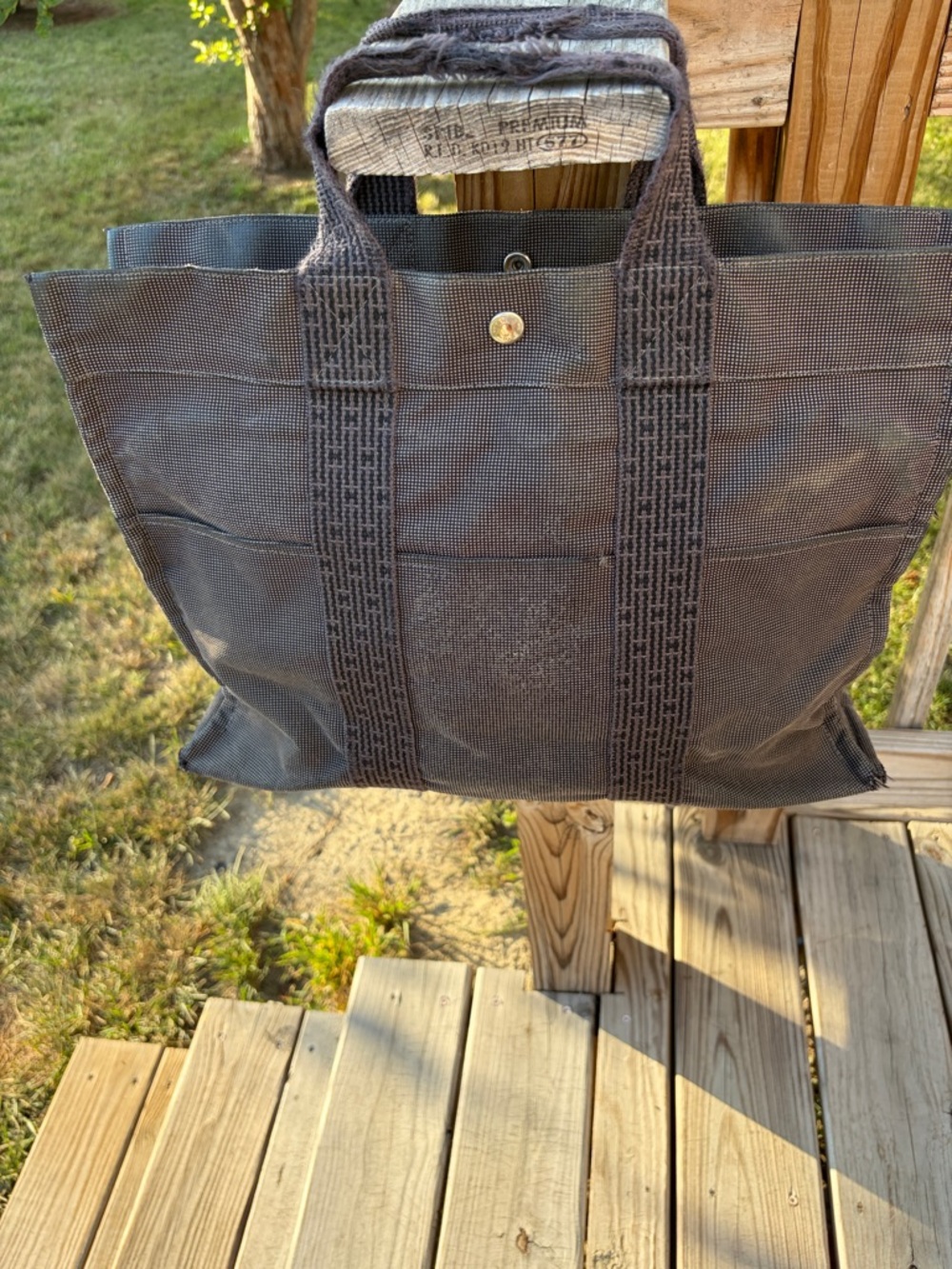 Hermes Herline MM tote bag Classic dark grey Canvas Tote Bag